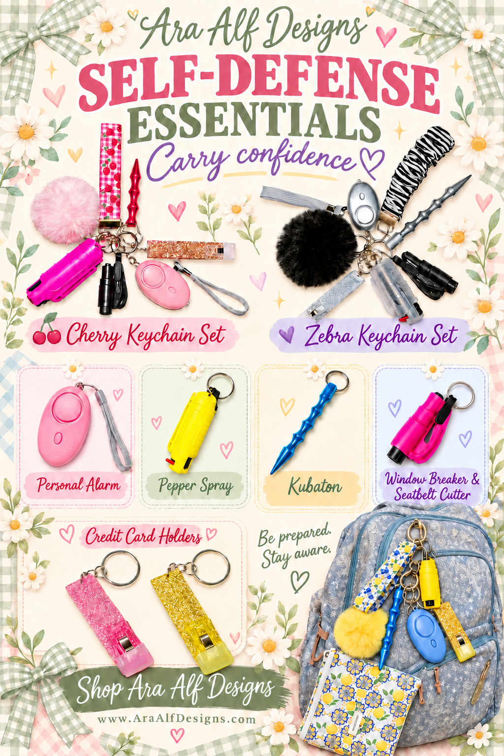Self defense keychain sets