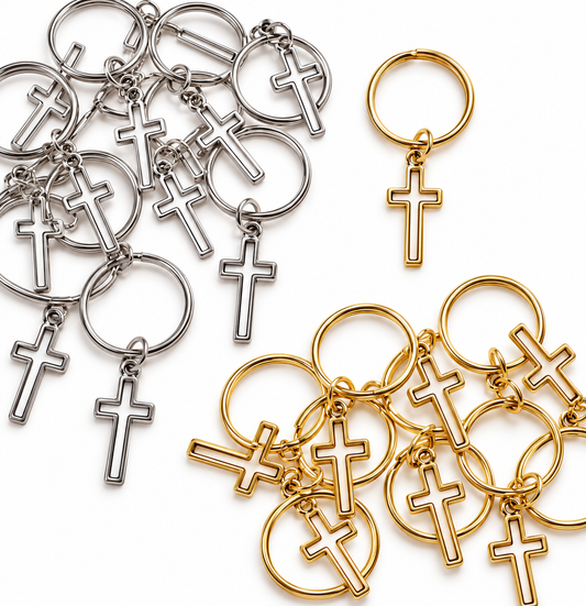 Metal cross keychain